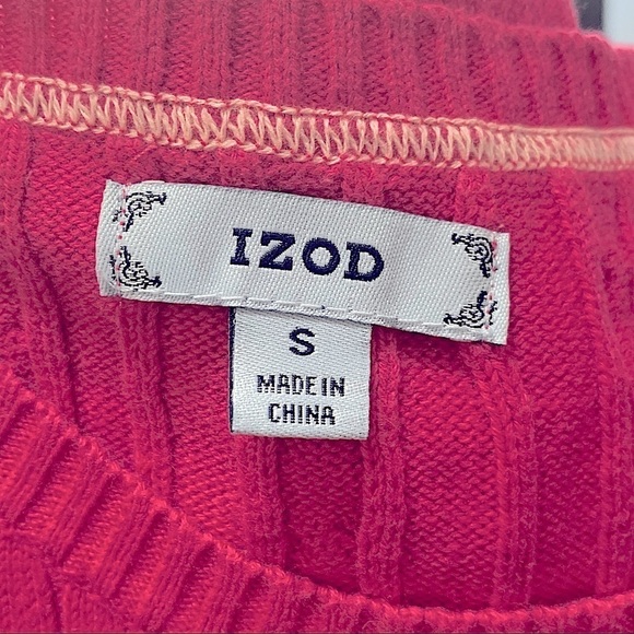 𝅺IZOD Barbie Pink Cotton Cable Knit Sweater Size Small - Picture 3 of 3